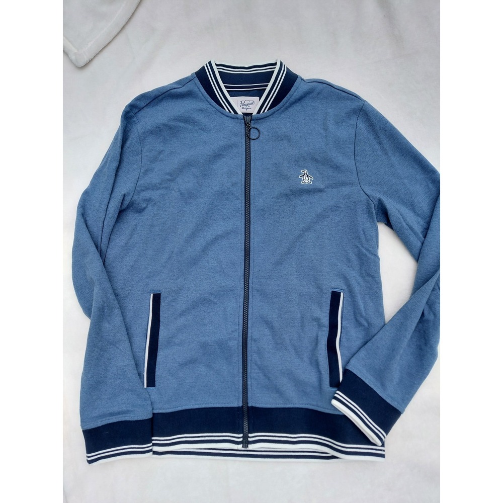 Original Penguin Mens Blue Full Zip Track Jacket Bomber Cotton Size M OP5307